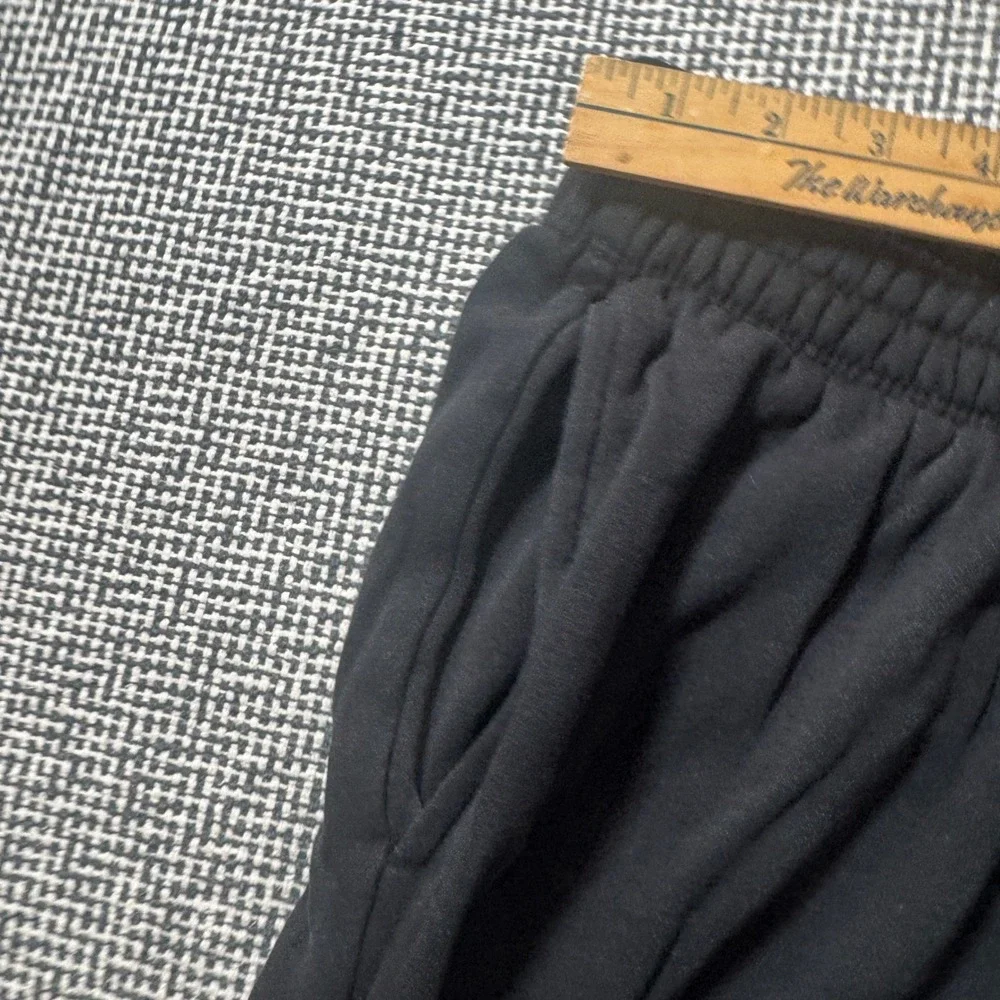 Mens Black Fleece Lined Joggers Drawstring Sweatpants Small